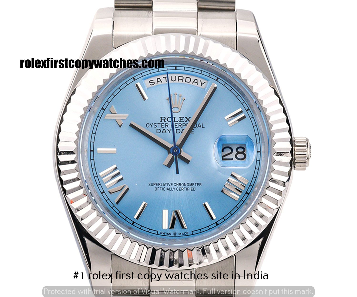 Rolex Day-Date Platinum Blue First Copy Watch India