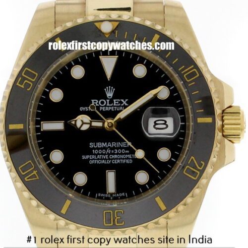 Rolex Submariner Date Full-Gold Black Dial Replica Watch Vadodara